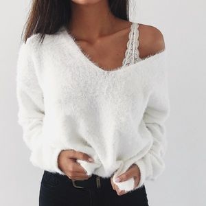 Fuzzy White Sweater